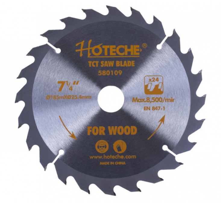 Kotouč pilový na dřevo 185 mm x 25.4 mm x 24T HOTECHE (580109)