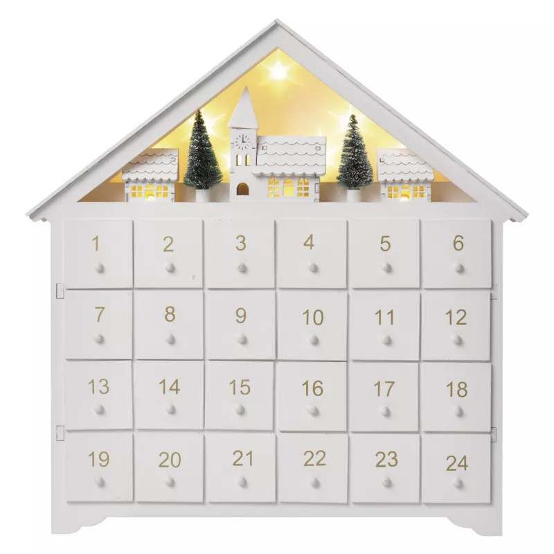Kalendář adventní LED, 35x30cm, 2x AA, vnitřní, teplá bílá (ZY2316)