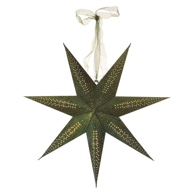 Hvězda LED papírová závěsná, zelená 60 cm, vnit. (DCAZ10)