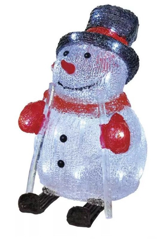 Sněhulák vánoční 30 LED, 28 cm, vnější/vnitřní, studená bílá, časovač (DCFC03)