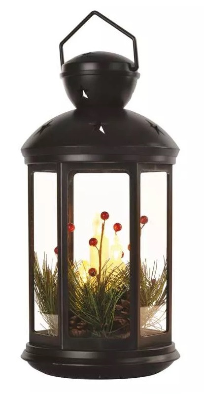 Lucerna vánoční se svíčkami 35.5 cm, 3x C, vnitřní, vintage (DCLV15)