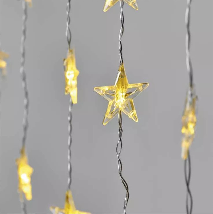 Řetěz vánoční 30 LED – Hvězdy, 120x90 cm, vnitřní, teplá bílá, časovač (DCGW01)