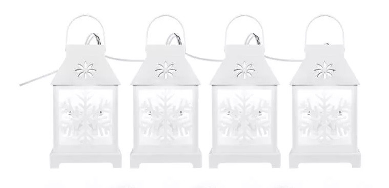 Girlanda vánoční 4x 1 LED – Lucerny s vločkami, studená bílá (DCLC02)