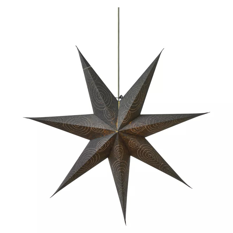 Hvězda vánoční LED papírová stříbrná, 75 cm, 2×AA, teplá bílá (ZY2248)