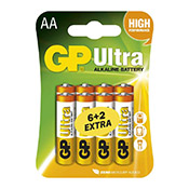 Baterie GP Ultra alkalická AA, balení 6 + 2 ZDARMA (B19218)