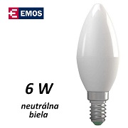 LED rovka EMOS svka 6W, neutrln bl, E14 (ZQ3221)