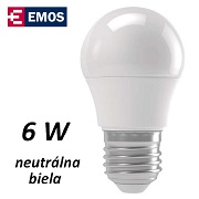 LED žárovka EMOS mini globe 6W, neutrální bílá, E27 (ZQ1121)