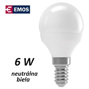 LED rovka EMOS mini globe 6W, neutrln bl, E14 (ZL3905)