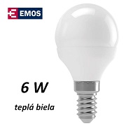LED rovka EMOS mini globe 6W, tepl bl, E14 (ZL3904)