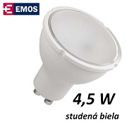 LED žárovka EMOS MR16 Spot 4,5W, studená bílá, GU10 (Z75080)
