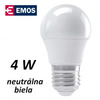 LED žárovka EMOS mini globe 4W, neutrální bílá, E27 (ZQ1111)